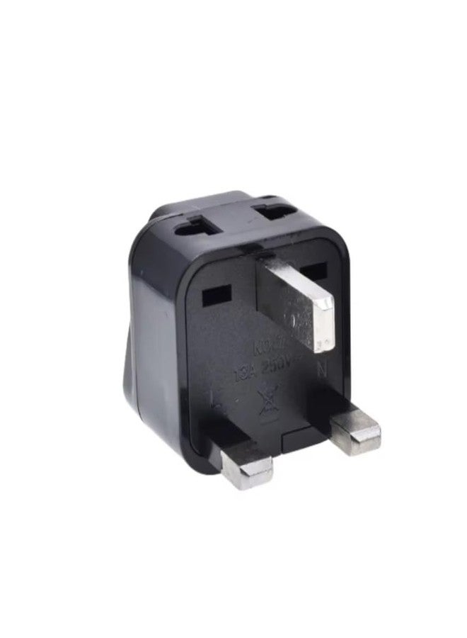 Wowsome UK Adapter - India to UK Plug Converter - Adapter Plug for UK, UAE, Hong-Kong, Singapore, Ireland etc. - 2 in 1 Type G Flat Pin Multi-Plug - 13A Universal Travel Adaptor - Pack of 1 - Black - Image 1